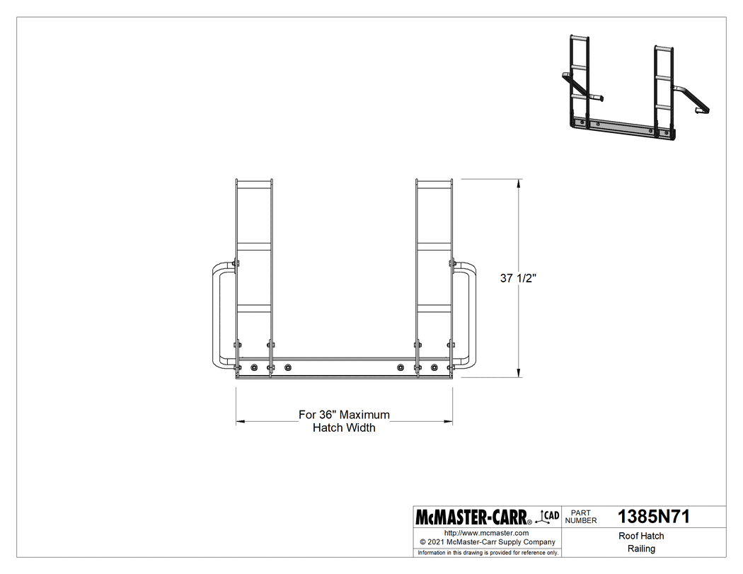 Technical Drawing of Roof Hatch Railing.